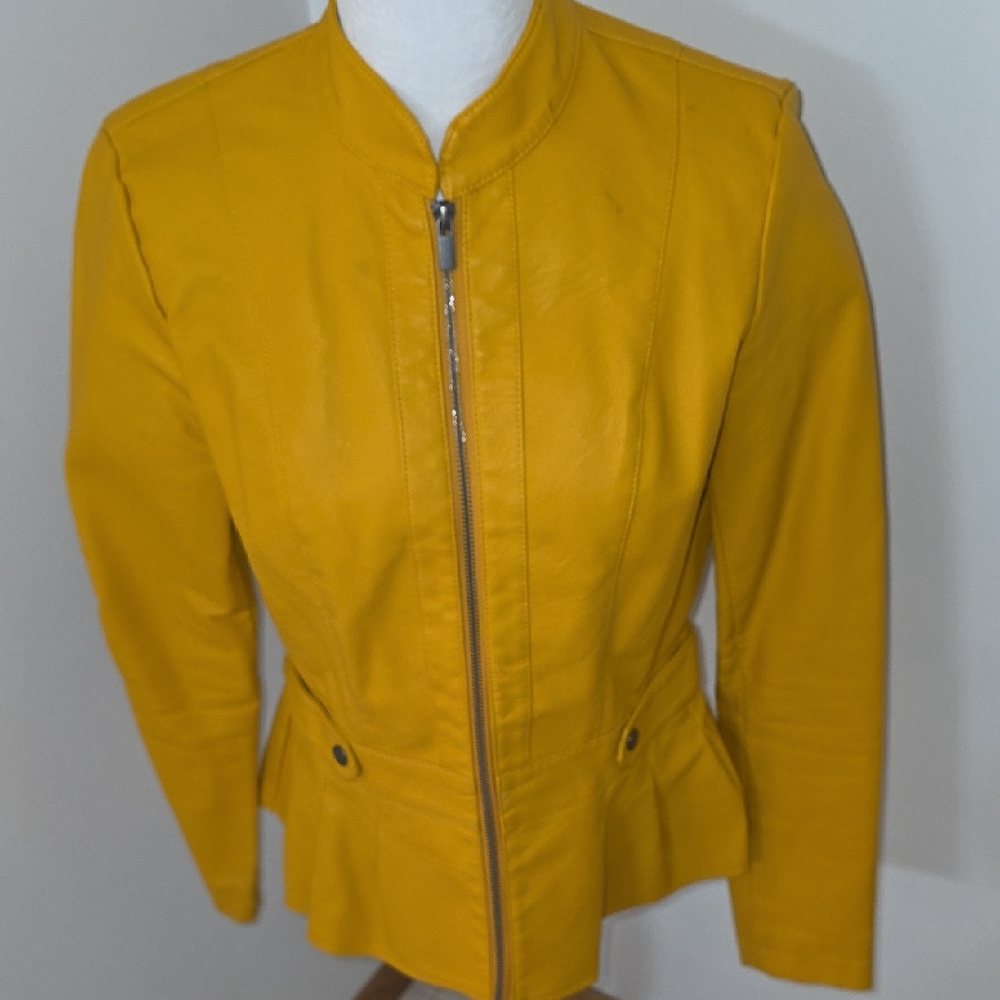 Baccini Mustard Leather Jacket